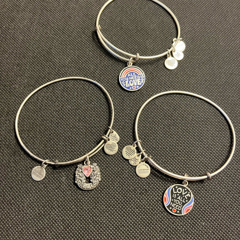 Set of three Alex and Ani Silver Bracelets